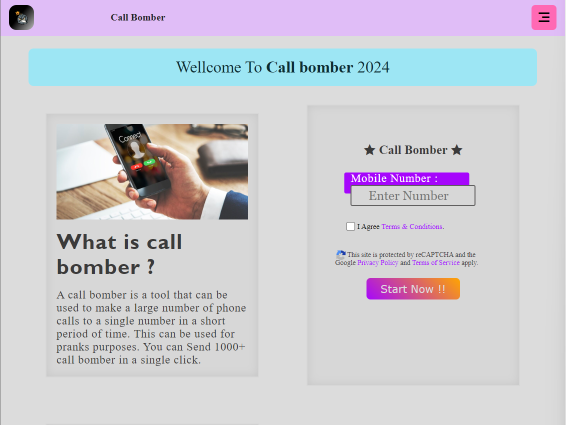 Call Bomber 2024 Unlimited Call Bomber Online